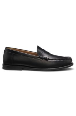 Mocasines de piel con ribete de antifaz, Negro
