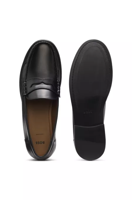 Leather loafers with penny trim