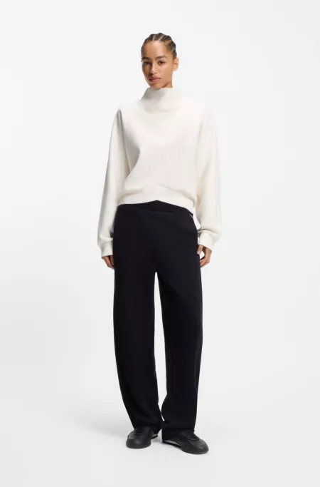 Embossed-logo trainers in leather