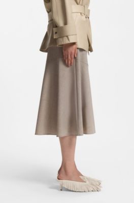 Mules de ante con flecos, Beige claro