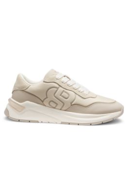 Deportivas con ribete de ante y monograma Double&nbsp;B, Beige claro