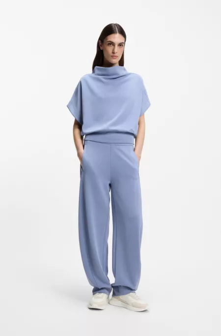 Suede-trim trainers in faux leather