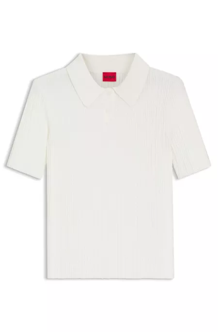 Slim-fit ribbed sweater with polo collar