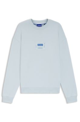 Sweat en coton m&eacute;lang&eacute; avec &eacute;tiquette logot&eacute;e, bleu clair