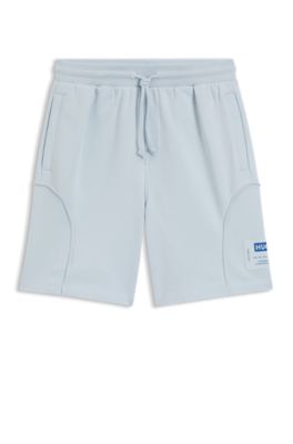 Shorts de algod&oacute;n con etiqueta con logo, Celeste