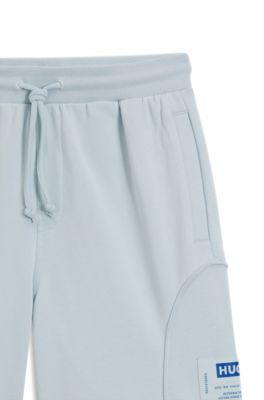 Shorts de algod&oacute;n con etiqueta con logo, Celeste