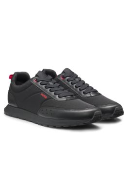 Baskets style chaussures de course &agrave; d&eacute;tail en zigzag, Noir