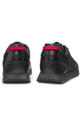 Baskets style chaussures de course &agrave; d&eacute;tail en zigzag, Noir