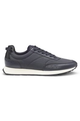 Running-inspired trainers with zigzag detailing, Dark Blue