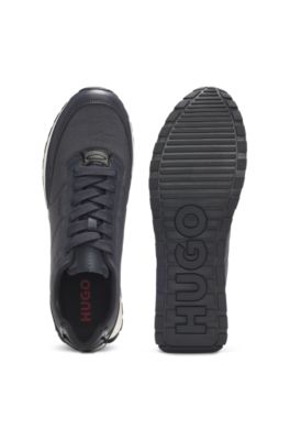 Running-inspired trainers with zigzag detailing, Dark Blue