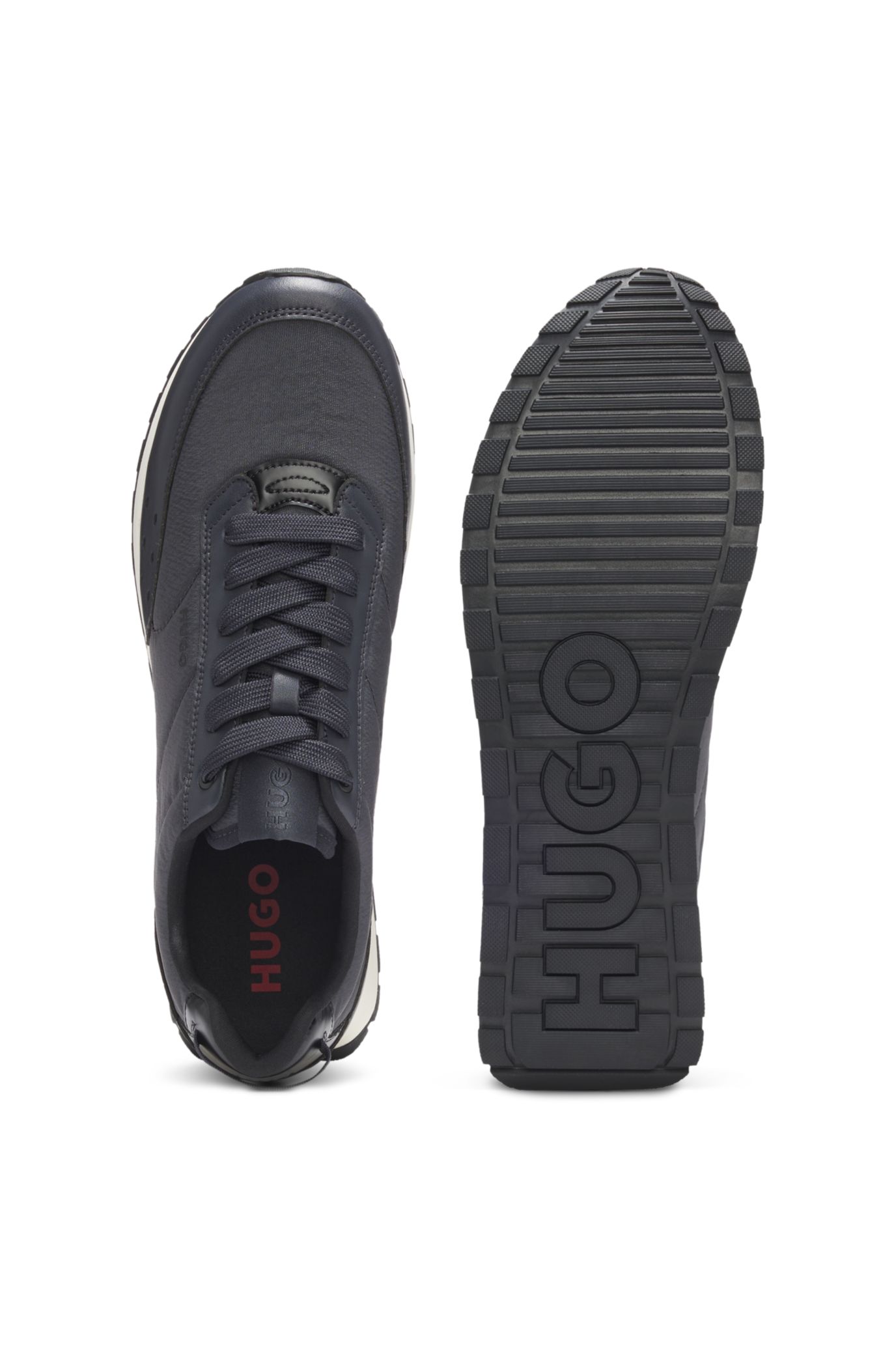 HUGO - Running-inspired trainers with zigzag detailing - Dark Blue