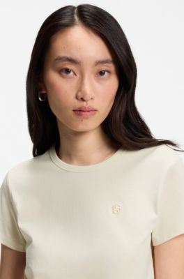 Camiseta slim fit de punto de algod&oacute;n con monograma Double&nbsp;B, Blanco