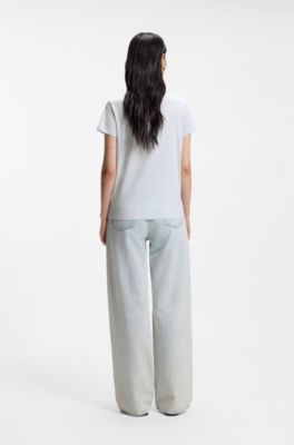 Camiseta slim fit de punto de algod&oacute;n con monograma Double&nbsp;B, Celeste