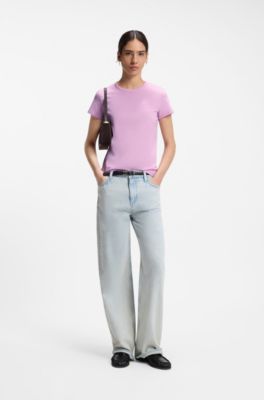 Cotton-jersey slim-fit T-shirt with Double B monogram, Purple