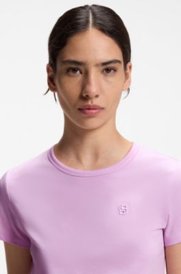 Camiseta slim fit de punto de algod&oacute;n con monograma Double&nbsp;B, Lila