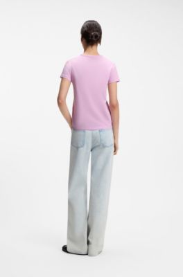 Cotton-jersey slim-fit T-shirt with Double B monogram, Purple