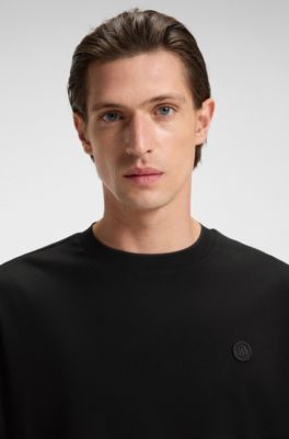 Camiseta de algod&oacute;n mercerizado con monograma Double B, Negro
