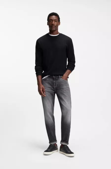 Leather-trim trainers in faux leather