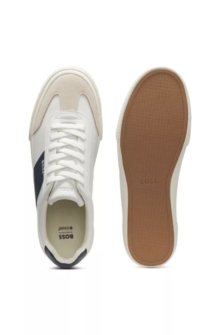 Leather-trim trainers in faux leather