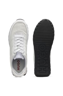 Deportivas de ca&ntilde;a baja con monograma en los empeines, Blanco