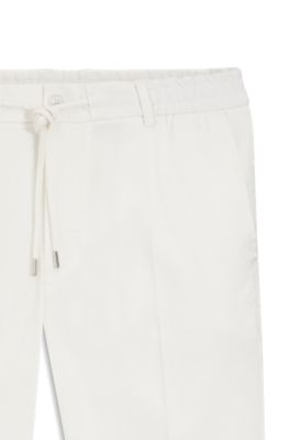 Pantalones de corte moderno en lino, Blanco