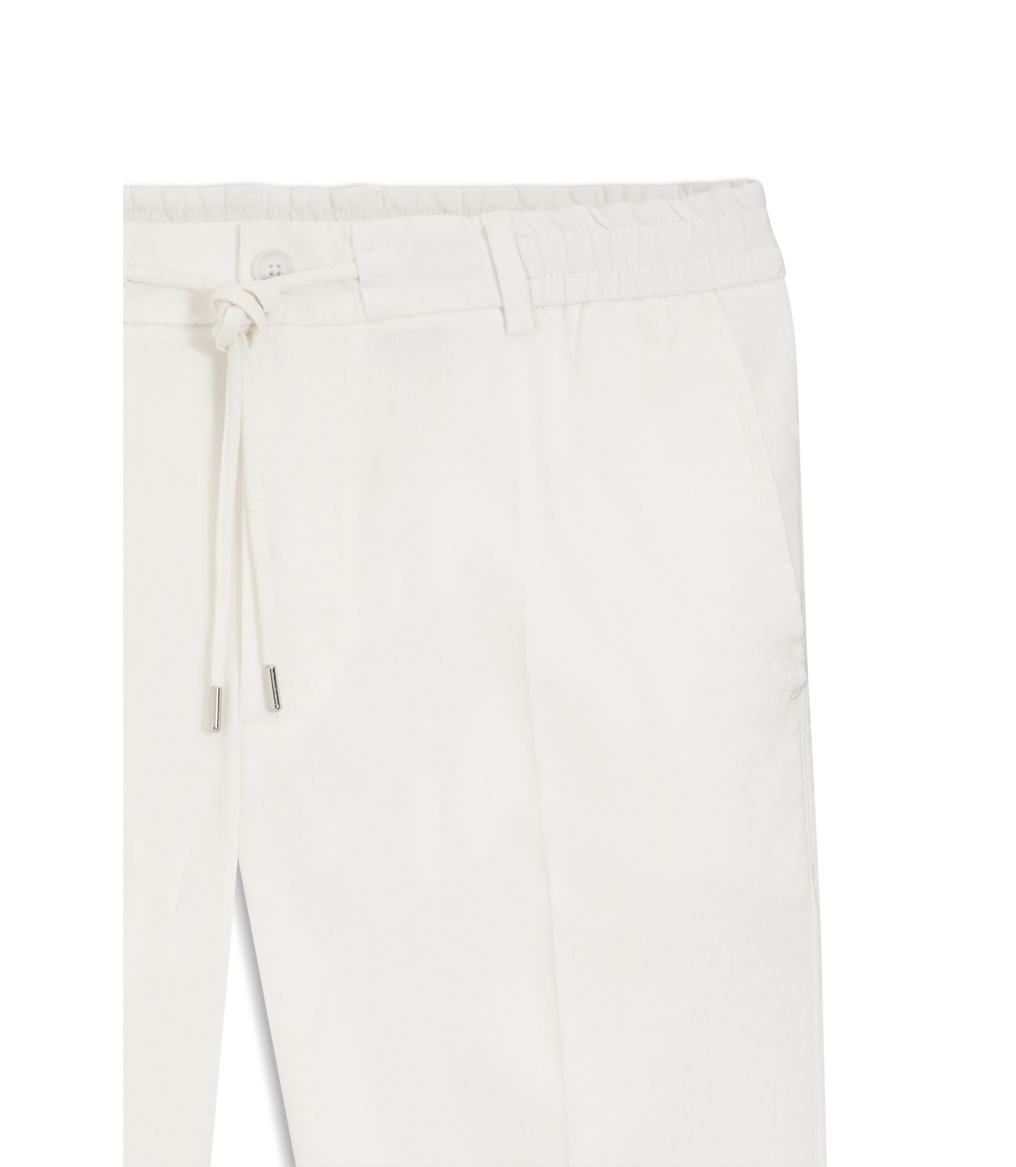 BOSS - Modern-fit trousers in a linen blend - White