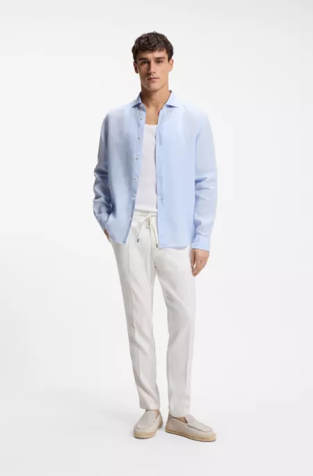 Modern-fit trousers in a linen blend