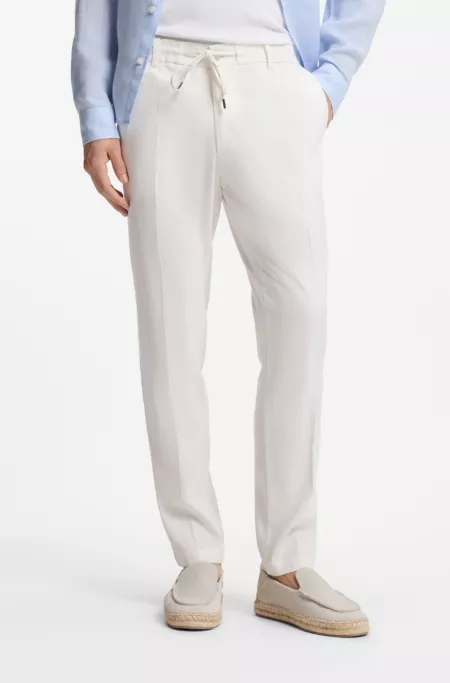 Modern-fit trousers in a linen blend