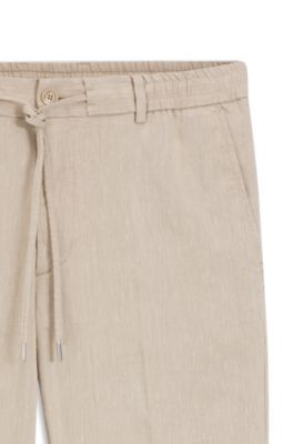 Pantalones de corte moderno en lino, Beige claro