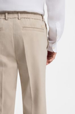 Pantalones de corte moderno en lino, Beige claro