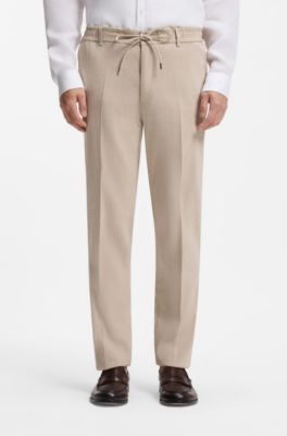 Pantalones de corte moderno en lino, Beige claro