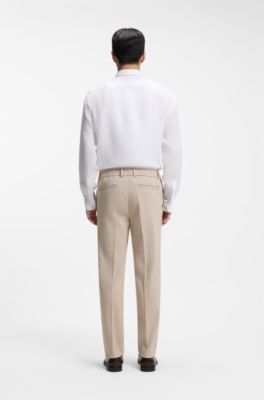 Pantalones de corte moderno en lino, Beige claro