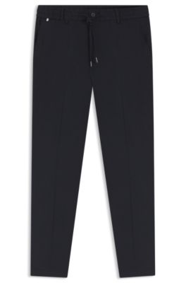 Pantalones de corte moderno en lino, Azul oscuro