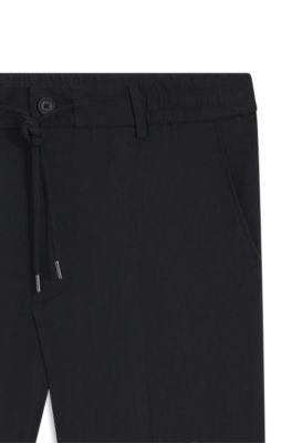 Pantalones de corte moderno en lino, Azul oscuro