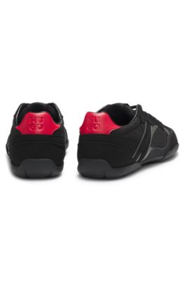 Trainers in mesh and faux suede, Black