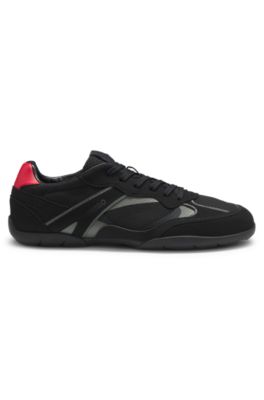 Trainers in mesh and faux suede, Black