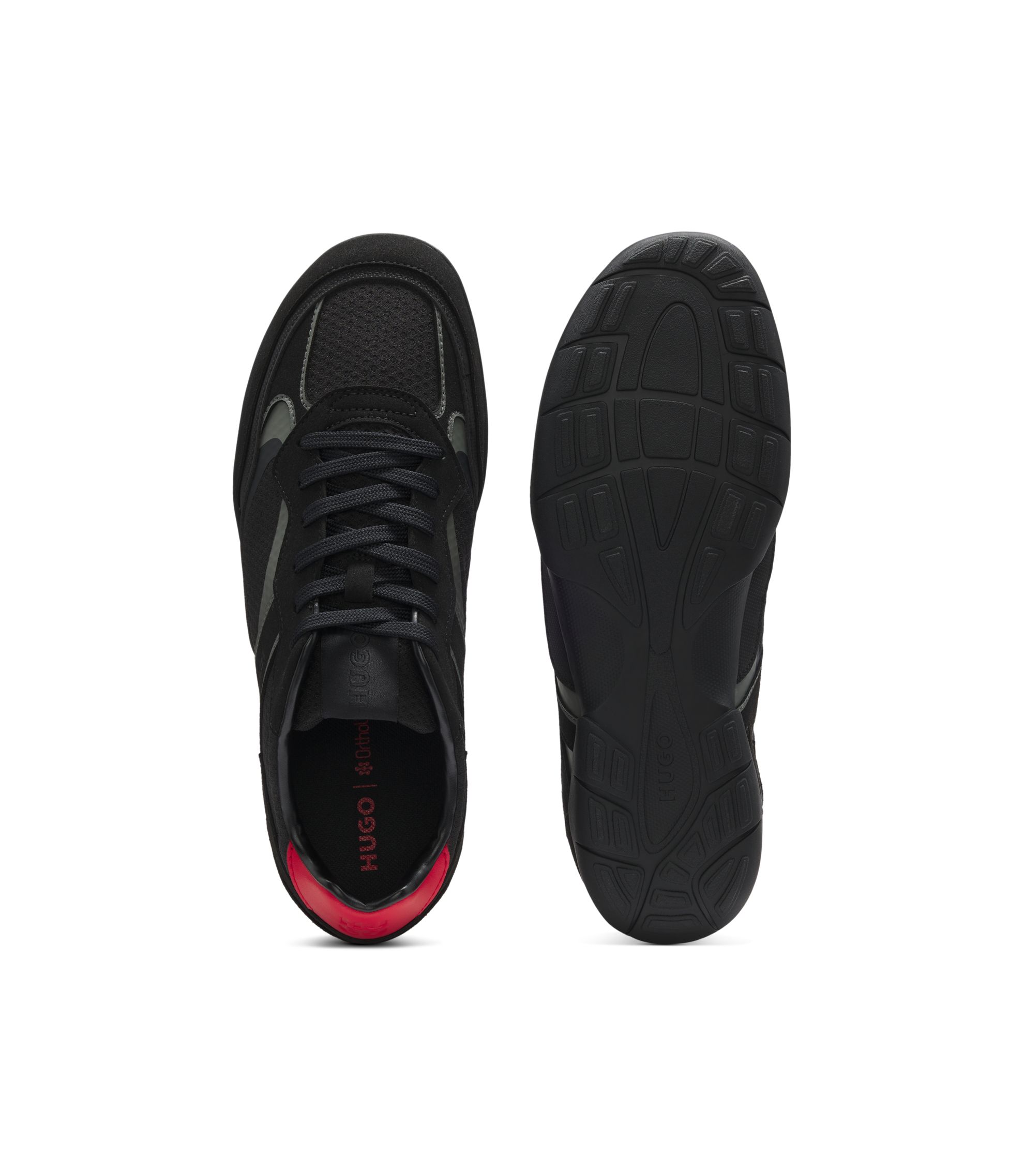 HUGO - Trainers in mesh and faux suede - Black