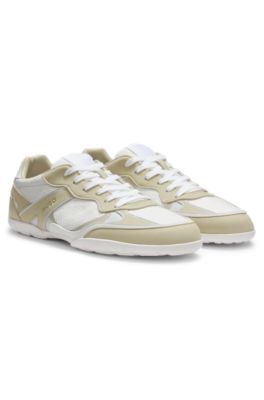 Trainers in mesh and faux suede, White
