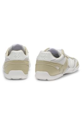 Trainers in mesh and faux suede, White