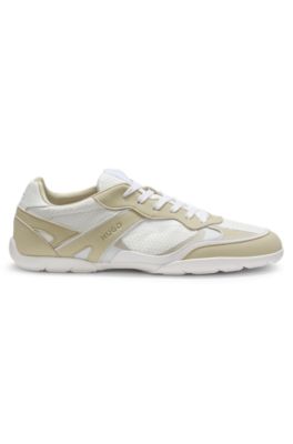 Trainers in mesh and faux suede, White