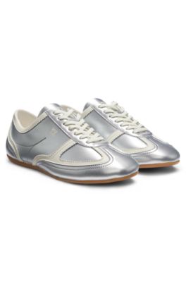 Comfort-insole trainers with silver-tone uppers, Silver