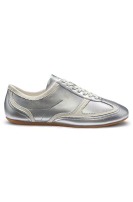 Comfort-insole trainers with silver-tone uppers, Silver