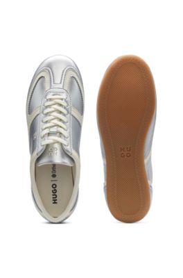 Comfort-insole trainers with silver-tone uppers, Silver