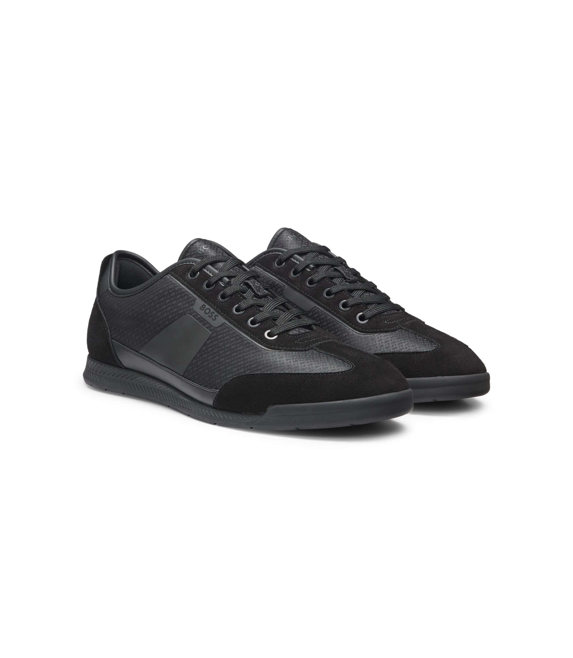 BOSS - Low-top trainers with monogram jacquard - Black