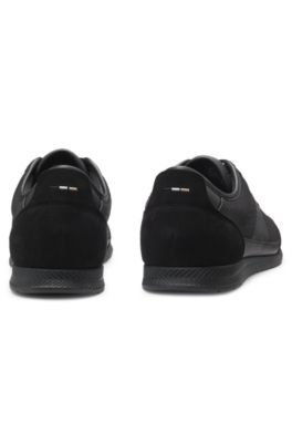 Deportivas de ca&ntilde;a baja con monograma en jacquard, Negro