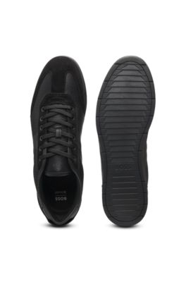 Low-top trainers with monogram jacquard, Black