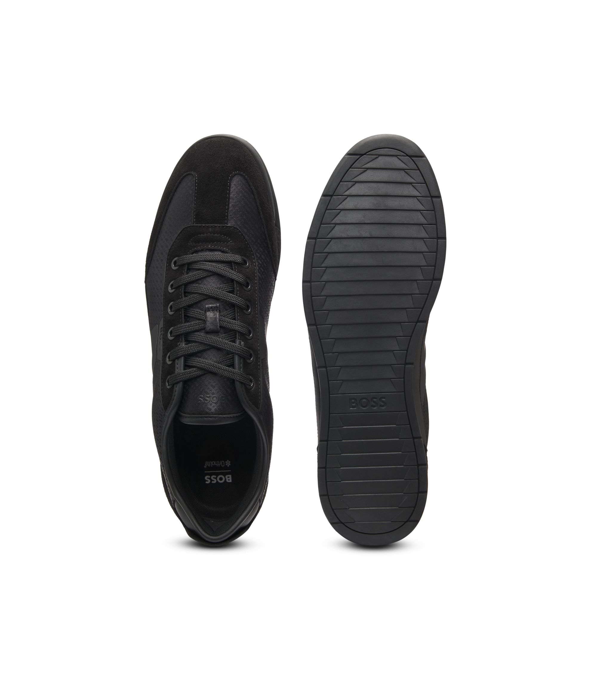 BOSS - Low-top trainers with monogram jacquard - Black