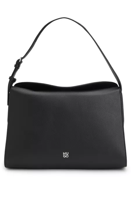 Stacked-logo shoulder bag in faux leather