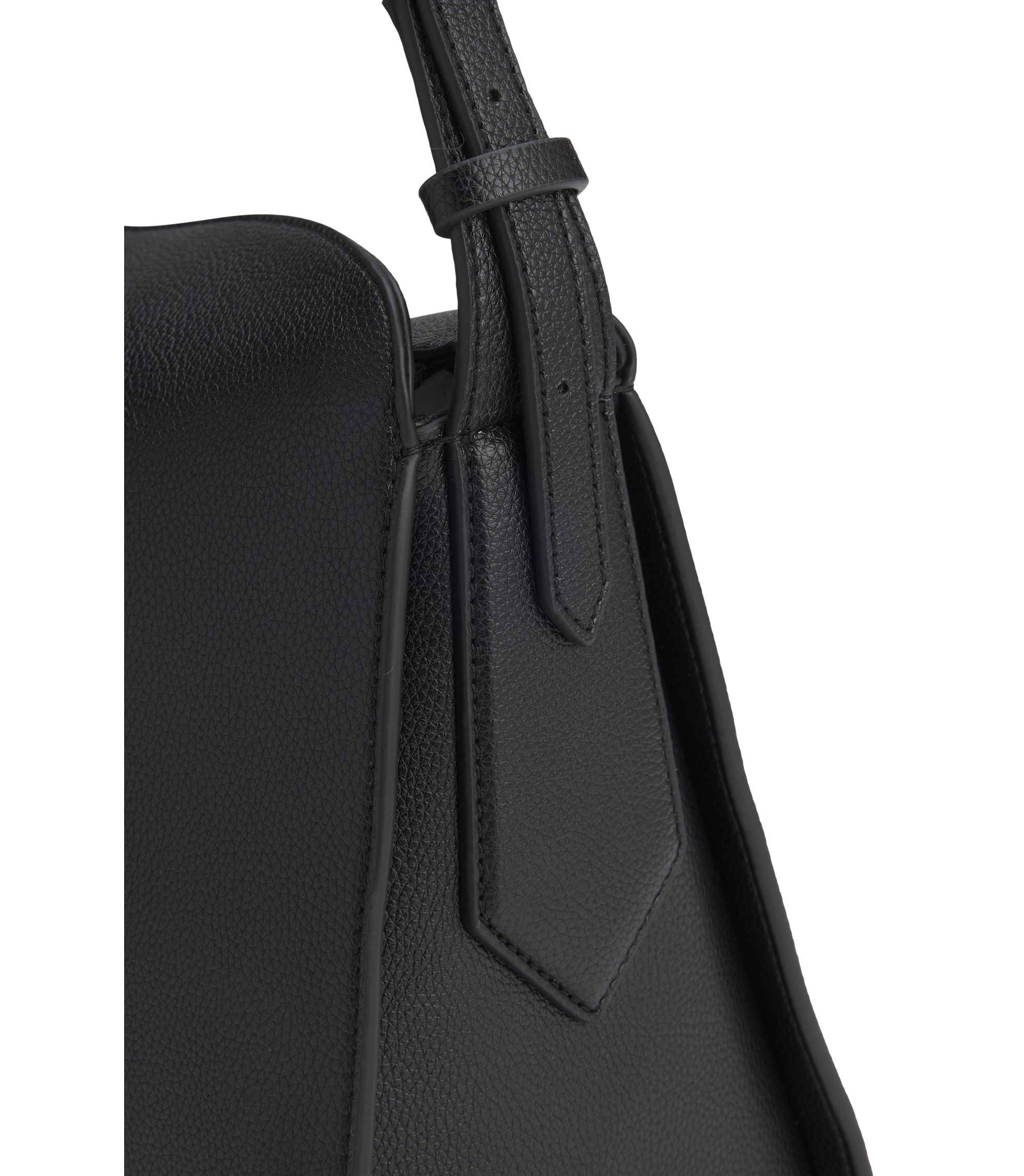 HUGO - Stacked-logo shoulder bag in faux leather - Black