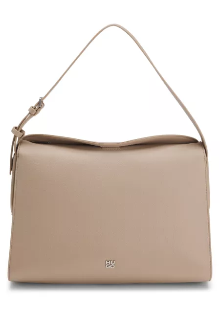 Stacked-logo shoulder bag in faux leather